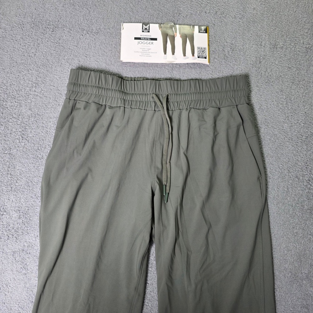 Member's Mark Womens L Travel Jogger Olive Green Stretch Recycled Nylon Relaxed